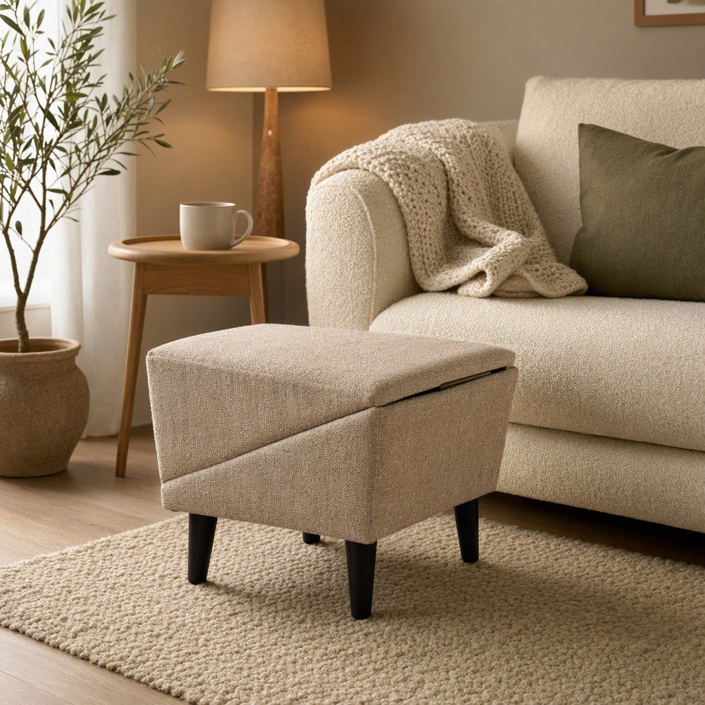 Step one: WagStep used as a closed footstool in the living room