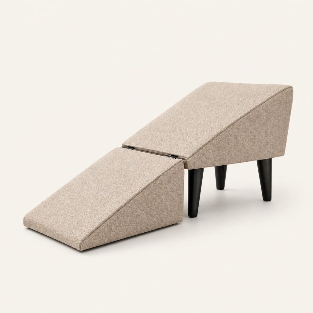 The WagStep Ottoman Ramp unfolded, shown on a plain off-white background